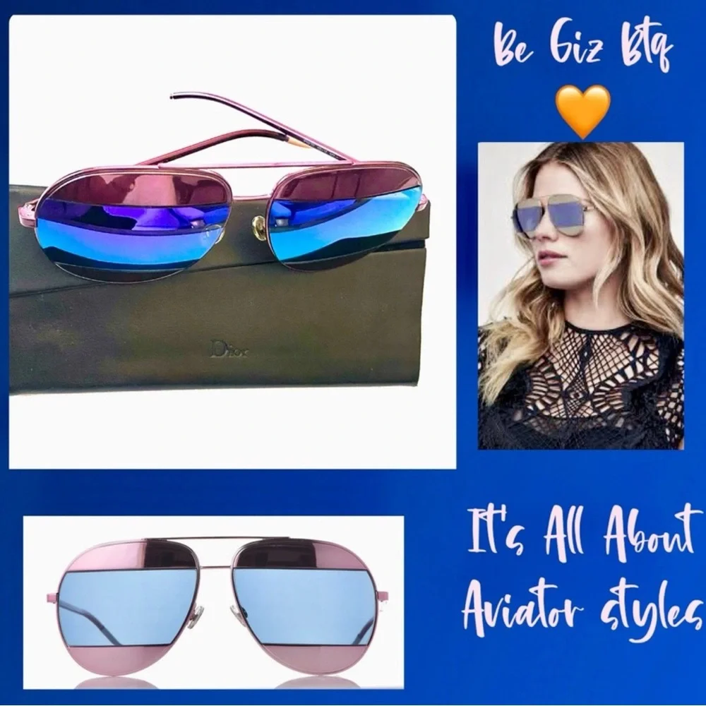 NWT The Funky Aviator Dior Split Blue And Pink Mirror 59MM Sunglasses